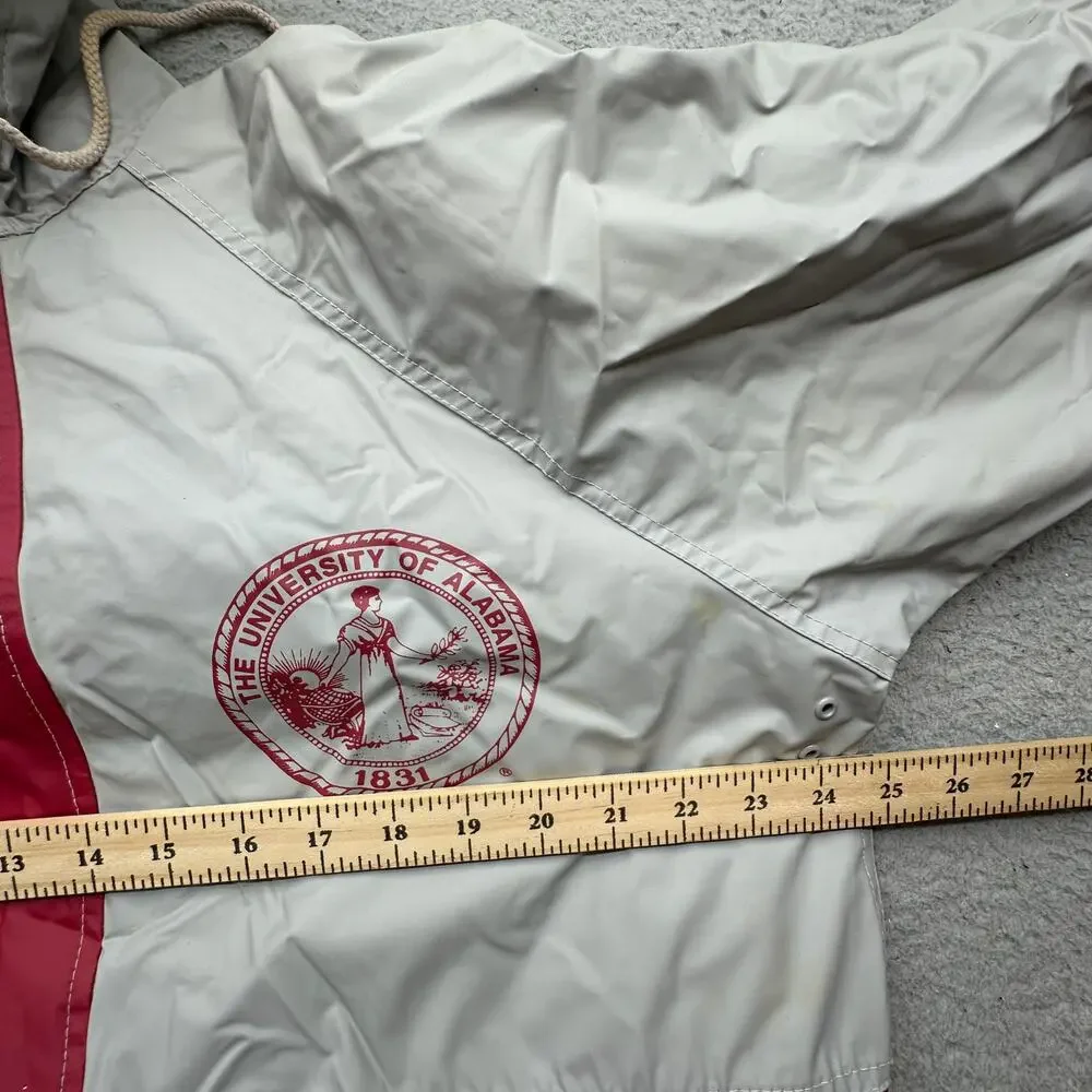 Vintage 90s Alabama Crimson Tide Rain Coat Jacket Mens Medium Polyvinyl Hooded